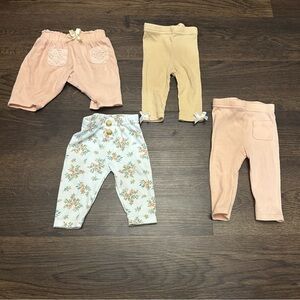 Nicole Miller Legging Pants 0-3 month Set of 4 Baby Girl Peach Tan Floral